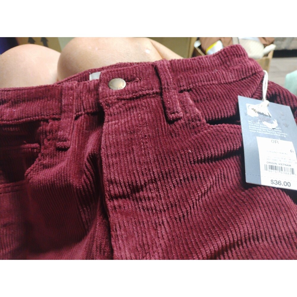 Womens 0R Universal Thread Corduroy High-Rise Ankle Bootcut Jeans Burgundy
